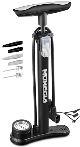 Bike Pump,MOHEGIA Bicycle Floor Pump with Gauge,High Pressure 160 PSI Fits Schrader and Presta Valve,for Tyre,Balls,Balloons,Inflatables Black