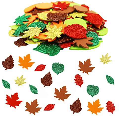 120 Maple Leaves Stickers - Autumn Leaf Decals for Crafts, Decorations & Thanksgiving Party Ornaments