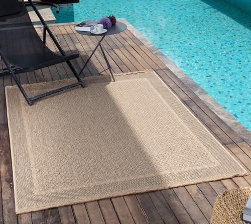 Livabliss Sydney Indoor Outdoor Rug - Large Boho Rugs for Living Room 160x213 cm Dining, Kitchen Carpet, Patterned Neutral and Coloured Rugs, Waterproof, Stain Durable - Dark Beige