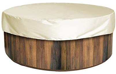 TITA-DONG Runde Whirlpool-Abdeckung für Den Außenbereich, Whirlpool-Überdachung, Badewannen-Abdeckkappe, Staubabweisende Schwimmbadabdeckung, Outdoor-Möbelabdeckungen für Badewanne,(Beige)