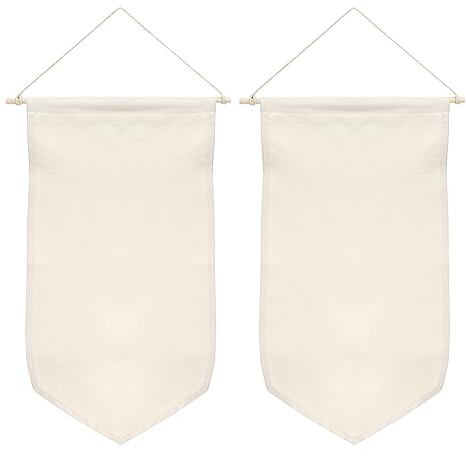 PATIKIL Enamel Pin Display Banner, 2 Pack 21 Length Canvas Blank Holder Board Wall Hanging for Trading Badge Flag Collection Organizer Book Collector Case Pennant Felt Bag Box, Beige