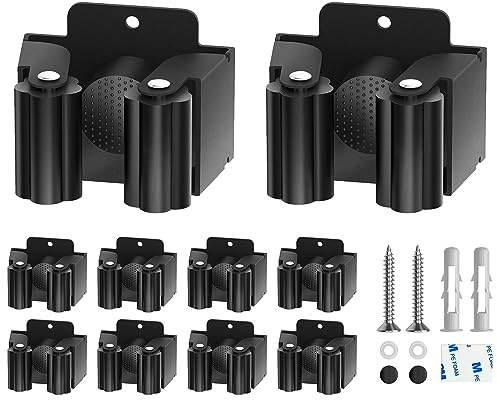 10 Pack Broom Holder Wall Mount, Mop Holder Wall Mounted, Stainless Steel Mop Hanger with Screws, Garden Tool Rack,Wall Mount Utility Rack for Kitchen, Home, Bathroom, Garage Storage(Black)