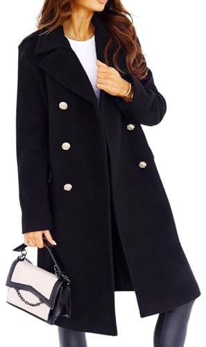 CHARTOU Women's Winter Jacket Double-Breasted Wool Blend Warm Long Trench Coat