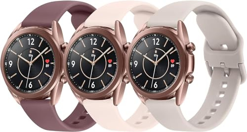 Vancle 3Pack für Samsung Galaxy Watch 3 41mm Armband Damen Herren,Silikon Sport Ersatzarmbänder Uhrenarmband für Samsung Galaxy Watch 3 Armband 41mm (Starlight/Rosa/Violett)
