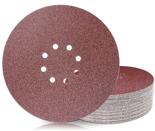 GEOGIEEW 50Stk Schleifpapier 225mm Klett 8 Loch - 40/60/80/120/240 Körnung, Kompatibel mit Trockenbauschleifer, Schleifgiraffe & Langhalsschleifer