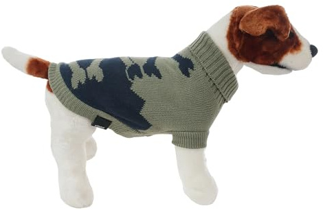 Warme Hundepullover für Kleine und Mittelgroße Hunde, Winterstrickpullover hält warm für Hunde - Stil B Grün/Dunkelgrün, M