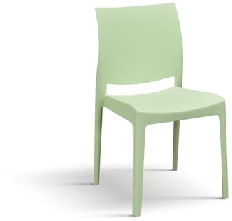 PAZZO Design Stuhl Alberto, Set mit 4 Stühlen, Pastellgrün, Polypropylen, Küche, Esszimmer, Büro, stapelbar - id_2025