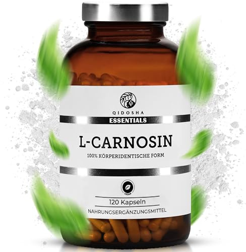 QIDOSHA® L-Carnosin Kapseln hochdosiert, 120 Stk im Apothekerglas, 1000mg/Tagesportion, vegan, deutsche Fertigung, jede Charge laborgeprüft