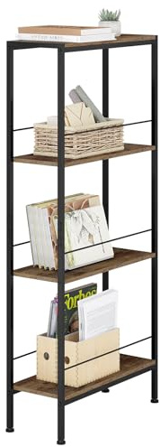 WOLTU Scaffale Salvaspazio da Cucina a 4 Ripiani, Scaffale Angolare per Bagno, Soggiorno, Camera da Letto, Stile Industriale, in Legno e Metallo, Marrone Rustico+Nero, 50x20x110cm, RGB53whe
