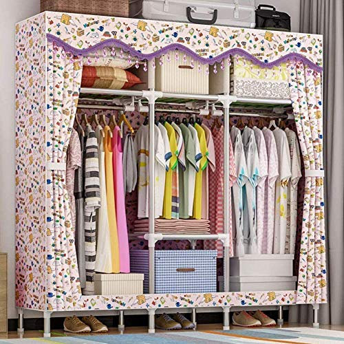Tragbarer Kleiderschrank-Organizer aus Segeltuch mit Hängeregal, 25 mm Dickes Stahlrohr; Waschbarer Stoffbezug, faltbar, zum Aufbewahren von Kleidung, Schuhen, Spielzeug, D
