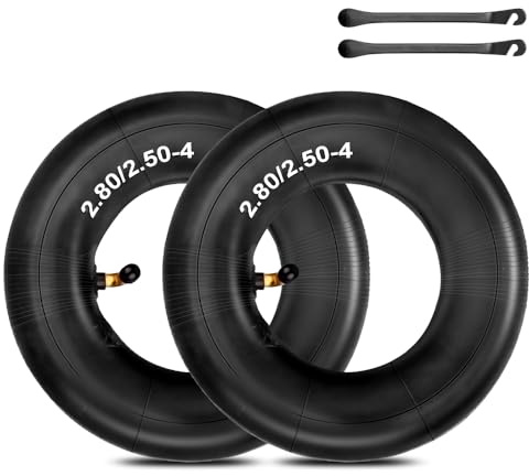 Riisoyu 2 Pack Inner Tube, Heavy Duty 2.80/2.50-4 inch Lawn Mowers Tube Tyre with Bent Valve Shaft TR87 Wheelbarrow Hose Inner Tube for Lawnmowers Wheelbarrows Garden Trailers Go Karts