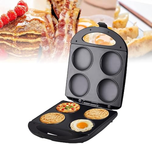 Mini sartén para panqueques de 1400 W, plancha antiadherente para hacer pasteles, hacer 4 Flapjack únicos, máquina eléctrica para hacer arepas, para cocinar huevos fritos saludables, tortill