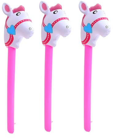jojofuny 3 Stück Aufblasbare Pferdekopf-Sticks FüR Kinder 37 Zoll Sensorisches Trainingsspielzeug Zur FöRderung Von Koordination Und Gleichgewicht Party Requisite