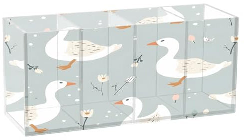 Little and White Ducks Stiftehalter aus Acryl, 4 Fächer, Stiftebecher, Make-up-Pinselhalter