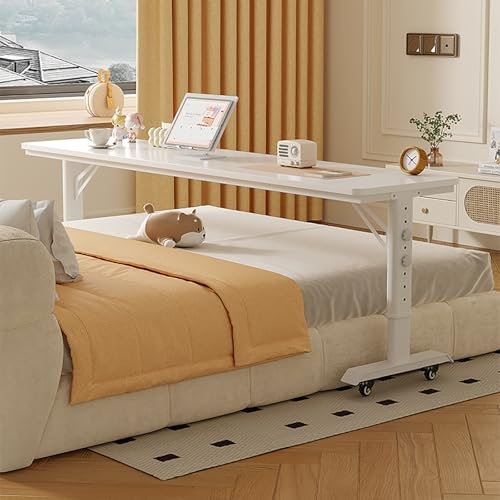 Höhenverstellbarer Beistelltisch auf Rollen für King-Size-Bett, mobiler CrossBed-Schreibtisch, perfekt für jeden Raum im Haus