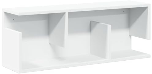 vidaXL Wandregal, Regal mit Stauraum Hängend Wanddeko, Hängeregal Schweberegal für Wohnzimmer, Bücherregal Wandboard, Weiß Holzwerkstoff