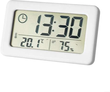 Horloge numérique à piles pour la maison, hygromètre LCD intérieur, thermomètre à piles (blanc)