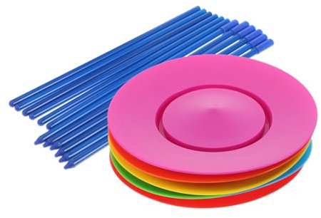 Toyvian 6stücke Kreiselteller Zirkus Mit Stäbchen Für Jonglier-Spielzeug Bunte Kreiselteller Zirkusrequisiten Tellerkreisel-jonglage