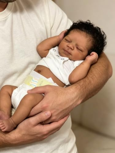 Anano Realistische Reborn Babypuppen Echte Ganzkörper Schwarz Mädchen 18 Zoll Reborn Kleinkind Puppen Echte Baby Afroamerikanisch Schwarz Neugeborene Babypuppen mit Hand Implantiert Weiches Haar | Reborn Kleinkind-Puppen Neugeborenes Baby Afroamerikanisch Schwarz Neugeborene Babypuppen mit handimplantiertem weichem Haar
