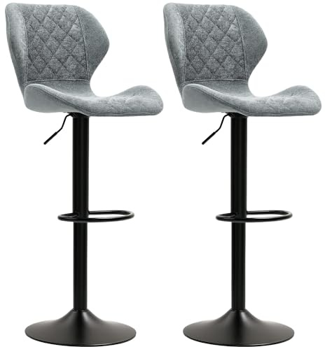 HOMCOM Barhocker 2er-Set Drehbar Höhenverstellbar Barstuhl Dunkelgrau