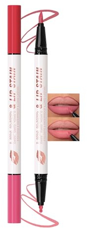 Erinde Lip Marker Wasserfester Lipliner - 2 Farben, Doppelterkopf Long Lasting Matt Lippenkonturenstifte, Liquid Highly Pigmented Lippenstift, Waterproof Makeup Lip Pencil