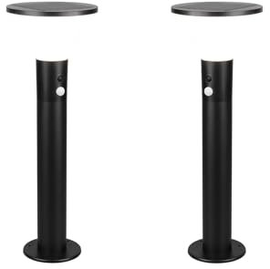 meineWunschleuchte 2er SET Hybrid Pollerleuchten mit Strom, Solar und Bewegungsmelder, Höhe 50cm