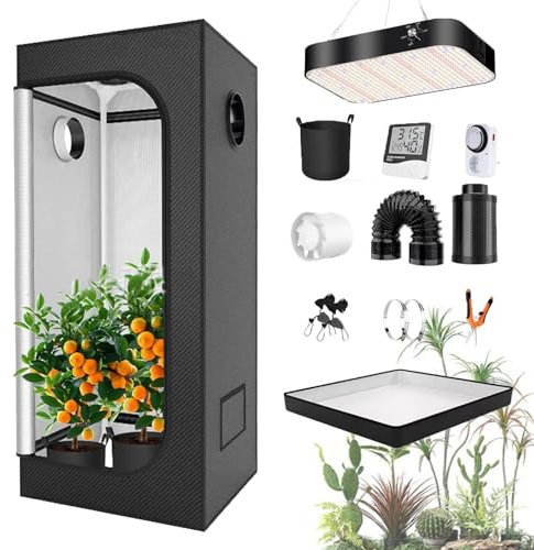 Indoor Grow Tent Kit with 100W/200W Dimmable LED Grow Lights Full Spectrum,600D Oxford Cloth for Hydroponic Plant, Indoor Plant Growth,80 * 80 * 180cm-Dimmingversion100W(Set)