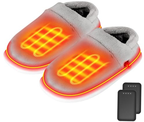 CYCYHEAT Elektrische beheizte Hausschuhe mit 2 Batterien zu 4000 mAh (XL)