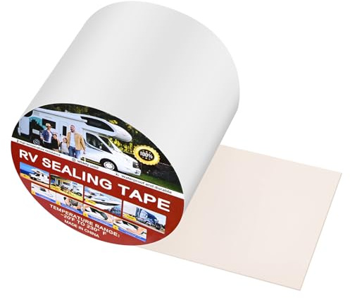 ASSRECT Ruban d'Étanchéité pour Camping-Car, 10cm x 5m Butyle Auto-adhésif Blanc Étanche - Bande de Toiture, Réparation pour Caravane, Roofing, Piscine