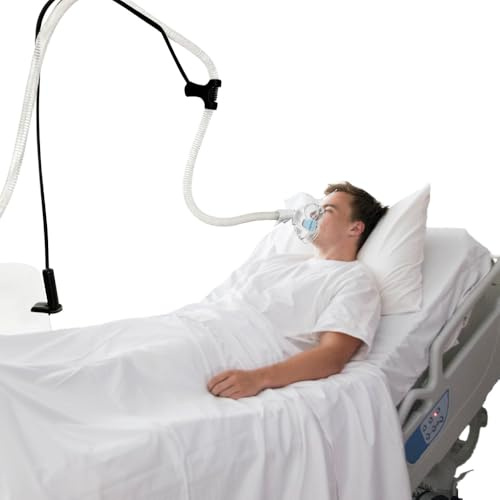 Dhqkqg CPAP Schlauchheber und Schlauchunterstützung, 138cm Einstellbare CPAP Schlauchhalter Aufhänger, Schwarz Stabiler Verstellbar CPAP, für Betten Schreibtischstühle Vermeiden Sie Tangling