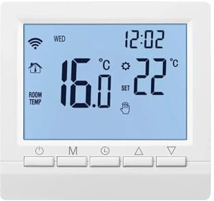 Termostato digital, compatible con gas, controlador de temperatura de calefacción programable a batería for sala de calderas, termostato de caldera manual de montaje en pared.