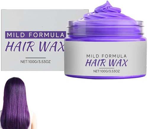 lila haarfarbe,Violett Temporäre Haarfarbe Wachs Natürliche Pomade,lila haarspray,Leicht Auswaschbare und Sicher, Nicht-Fettend Matte Frisur Haarfärbemittel Wachs für Party, Cosplay & Halloween (1PC)