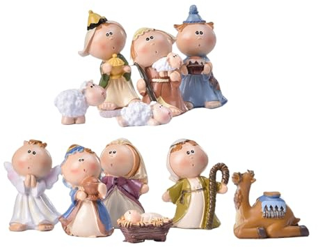 Presepe di Natale | Statuine in resina per stalla natalizia, 11 pezzi, decorazione religiosa per casa, feste e capodanno, mensola da pranzo per camera da , ufficio, portico finestra