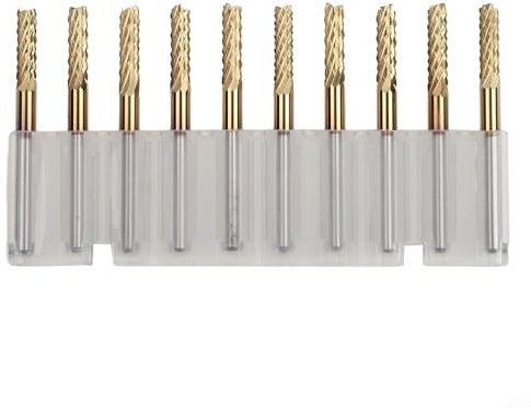 Hartmetall-Schaftfräser, 3 mm, 10 Stück, Ti-Beschichtet, für CNC-Frässtifte mit 1/8-Zoll-Schaft für Leiterplatten, Metall, Holz, Kunststoff-Gravieren und Fräsen - Schneidwerkzeuge in Industriequalität