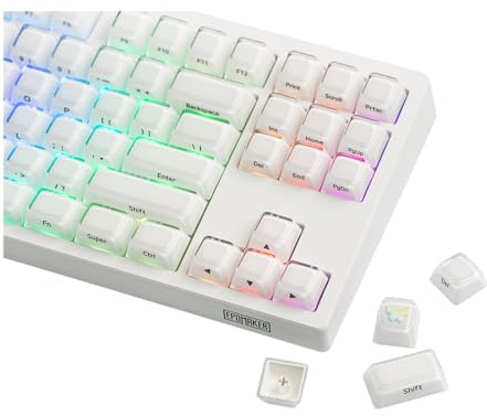 EPOMAKER Lusterfly Jelly Keycaps Set - 123 Keys Double-Shot Laser Engraved, MDA Profile, ABS+PC, Non-Shine-Through, MX-Compatible for 61/68/84/87/98/100/104-Key Mechanical Keyboard (White)