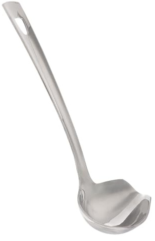 HOMSFOU Cuchara para Salsa de Acero Inoxidable 1 Pieza, Diseño Pequeño y Único Boquilla Curva para Verter y Decorar, Utensilio de Cocina Creativo para Servir y Repostería en Hogar