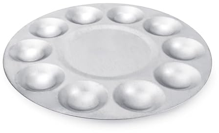 Yechiry Paleta de Pintura Al óleo de Acuarela Duradera de Aluminio para Mezclar Colores,Bandeja de Paleta de 12 Agujeros para Estudiantes Profesionales de Artistas,Fácil de Lavar