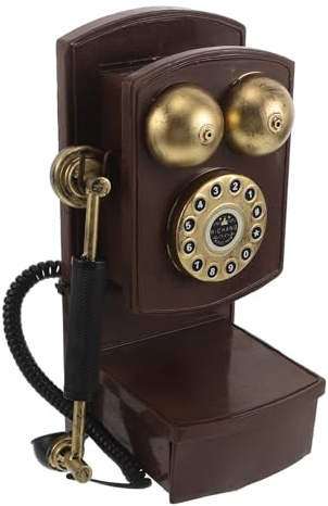 ABOOFAN Telefono Fisso Vintage da Parete in Ferro Design retrò, Riproduzione Telefonica Antica Salvaspazio e Installazione Semplice per Casa e Feste a Tema