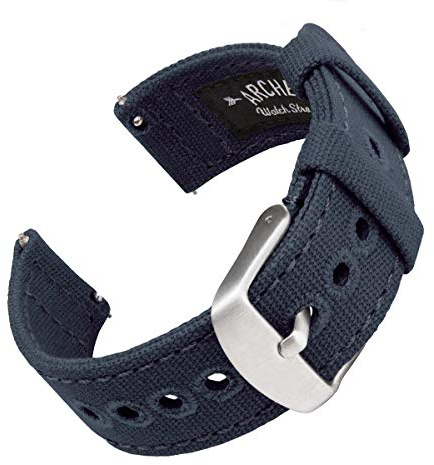 Archer Watch Straps - Canvas Uhrenarmbänder mit Schnellverschluss (Marineblau, 20mm)