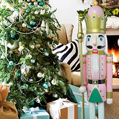 CDL 120 cm géant 4 Pieds Rose Neuf Décoration de Noël en Bois Casse-Noisette Roi K16