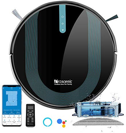 proscenic 850T Robot Aspirador y Fregasuelos, Robot Aspirador 3000Pa, Versión Nueva, Potente para Mascotas, Navegación Inteligente,Depósito Mixto 2 en 1, Control por Siri, App, Alexa y Google Home