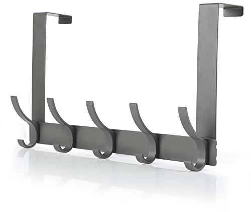 Türhaken Zum Einhängen Kleiderhaken Tür Haken Schwarz mit 7 Robusten Doppelhaken Aus Aluminiumlegierung, Ohne Bohren Handtuchhalter Innenseite Haken Tür für 1-4.5cm Dicke Tür Zu Hängen Mäntel Hüte