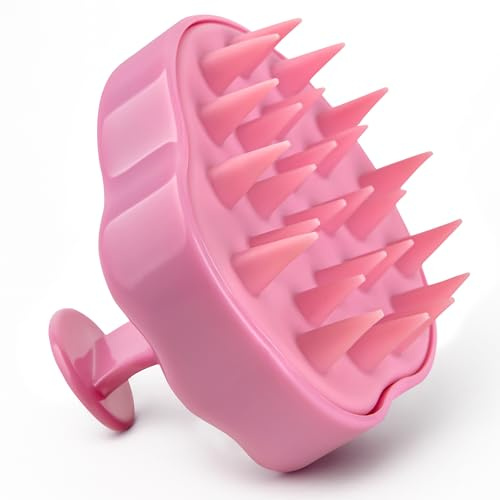 RELAXXO Scalp Massager Hair Growth – Exfoliator & Hair Scrubber for Scalp, Soft Bristles for Dandruff & Soothing Comfort, Shampoo Brush, Wet & Dry Use, Pink