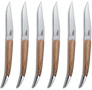 Comas Nicolas - Juego de 6 cuchillos para carne (mango de madera, acero inoxidable)