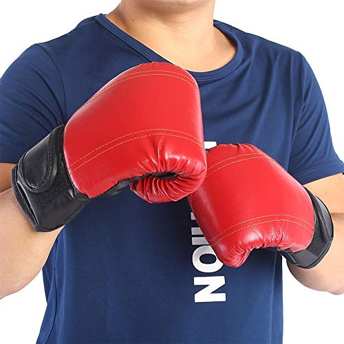 Gepolsterte Boxhandschuhe Erwachsene PU Kickboxen, 2 STK. | Stoßdämpfende Polsterung für reduzierten Aufprall, Atmungsaktives Halbfinger-Design im Daumen für trockene Hände