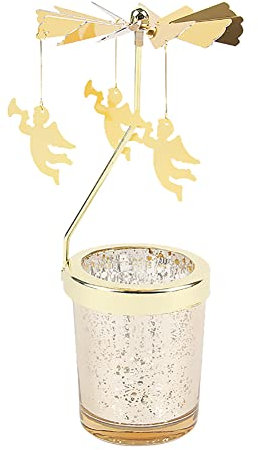 Windlicht Teelichtkarussel aus Glas Teelichthalter,Karussell Teelichter Kerzenhalter,Motiv Engel Windlichter Kerzenglas Teelicht Kerzen-Halter Geschenk Dekoration für Hochzeit,Geburtstag,Weihnachten