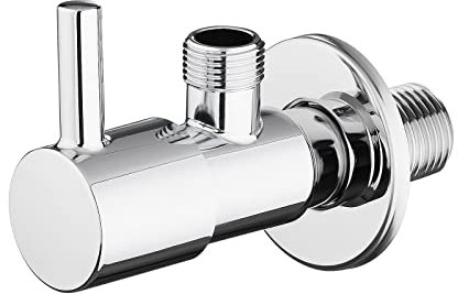 Ibergrif 1/2 x 3/8 BSP Angled Water Isolating Valves Diverter for Wall Mounted Basin Sink, Warmer System, Chrome Brass M22025-3/8