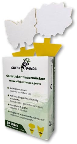 GreenPanda Gelbsticker Trauermücken 50 STK. - Effektiv Trauermücken bekämpfen - Gelbfallen für Trauermücken & Fliegende Schädlinge - aus recyceltem Kunststoff (50 Stück)