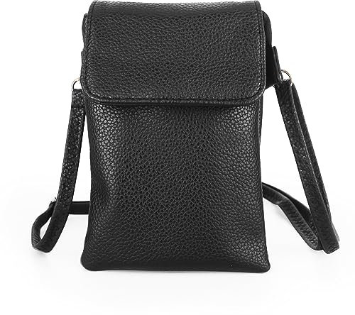 Borse a Tracolla da Donna, Portafogli Porta Cellulare con fessure per carte a tracolla, Mini Cellulare Portafogli Donna per Cellulare con Porta Cuffie (Nero)