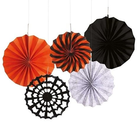 Orbitron 5 Pcs Halloween Decorations Paper Fan Hanging Tissue Fans Fall Party Decor